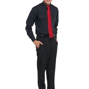 Homecoming Men’s formalwear. Trousers size 38R, Shirt size L, Black Tie